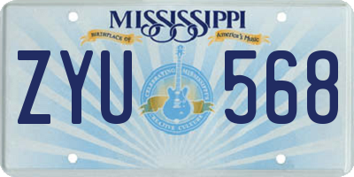 MS license plate ZYU568