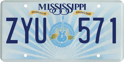 MS license plate ZYU571