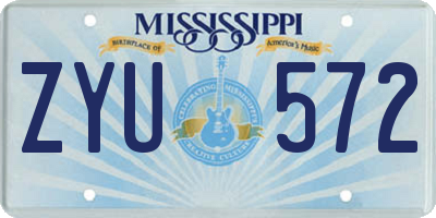 MS license plate ZYU572