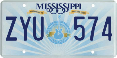 MS license plate ZYU574