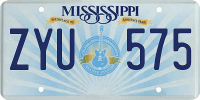 MS license plate ZYU575