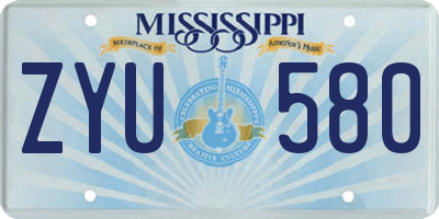 MS license plate ZYU580