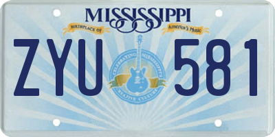 MS license plate ZYU581
