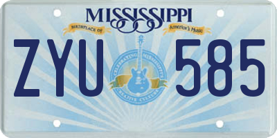 MS license plate ZYU585