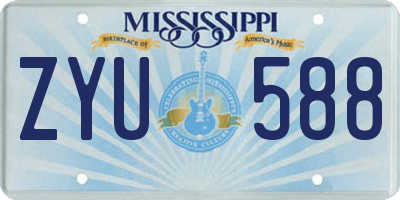 MS license plate ZYU588