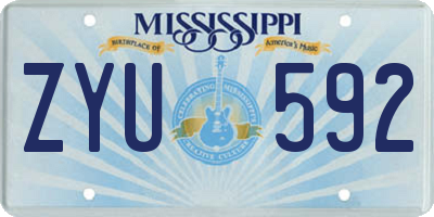 MS license plate ZYU592