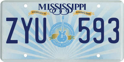 MS license plate ZYU593