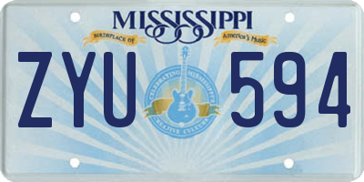 MS license plate ZYU594