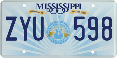 MS license plate ZYU598