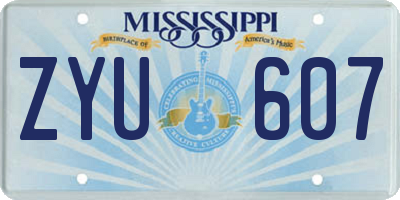 MS license plate ZYU607