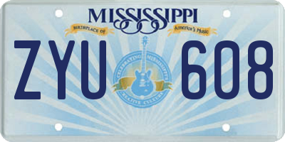 MS license plate ZYU608