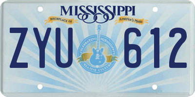 MS license plate ZYU612