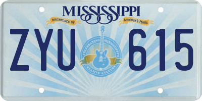 MS license plate ZYU615