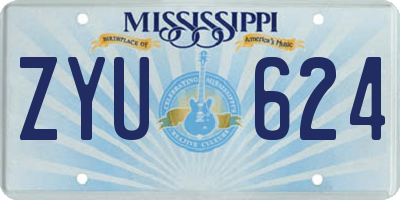 MS license plate ZYU624