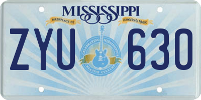MS license plate ZYU630