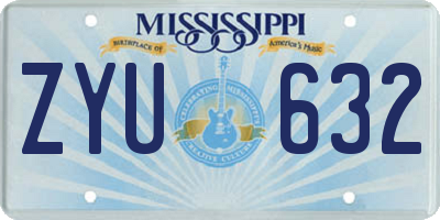 MS license plate ZYU632