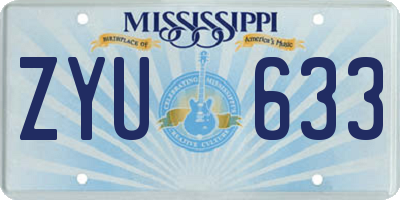 MS license plate ZYU633