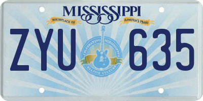 MS license plate ZYU635