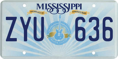MS license plate ZYU636