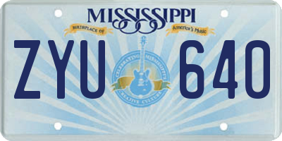 MS license plate ZYU640