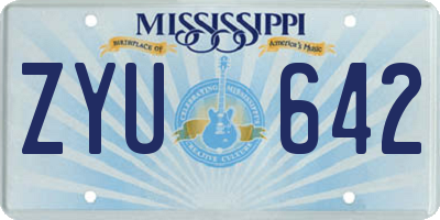 MS license plate ZYU642