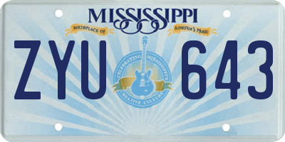 MS license plate ZYU643