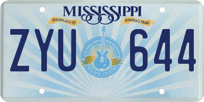 MS license plate ZYU644