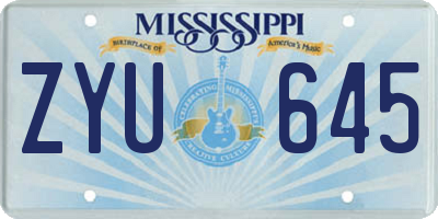 MS license plate ZYU645