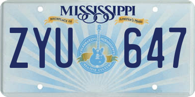 MS license plate ZYU647