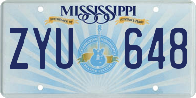 MS license plate ZYU648