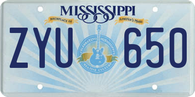 MS license plate ZYU650