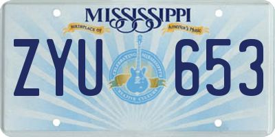 MS license plate ZYU653