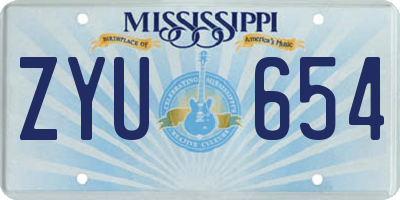 MS license plate ZYU654