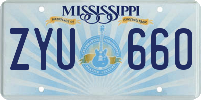 MS license plate ZYU660