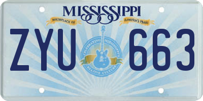 MS license plate ZYU663