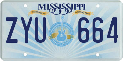 MS license plate ZYU664