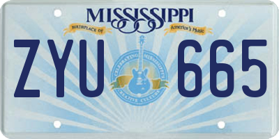 MS license plate ZYU665