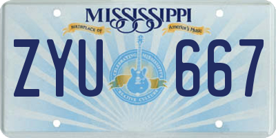 MS license plate ZYU667