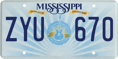 MS license plate ZYU670