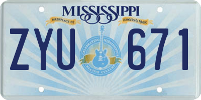 MS license plate ZYU671