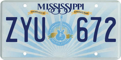 MS license plate ZYU672