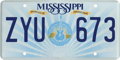 MS license plate ZYU673