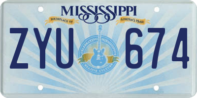 MS license plate ZYU674
