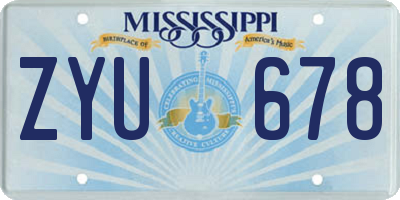 MS license plate ZYU678