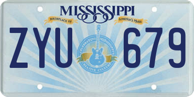 MS license plate ZYU679
