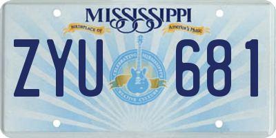 MS license plate ZYU681