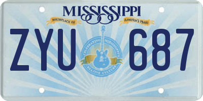 MS license plate ZYU687