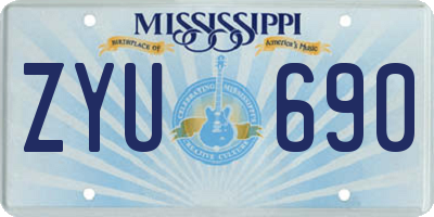 MS license plate ZYU690