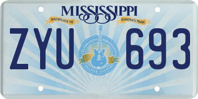 MS license plate ZYU693