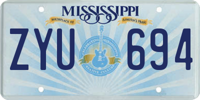 MS license plate ZYU694
